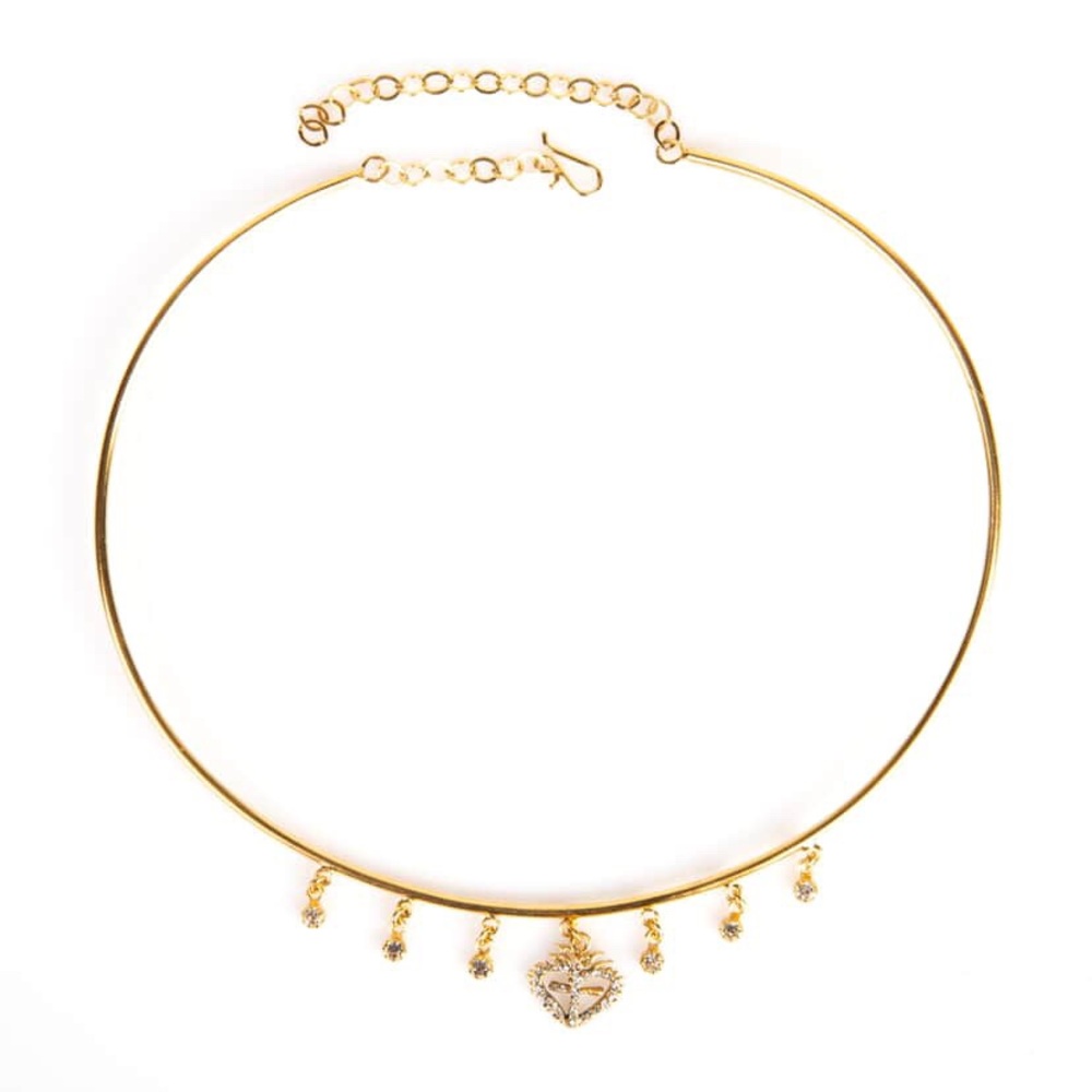Virgins Saints & Angels Gold Necklace with Heart Charm